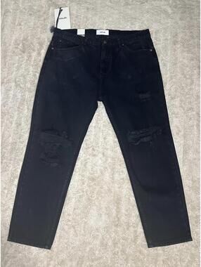 Rolla's Stubs Slim Short Leg stonewash black jeans Size 36x32